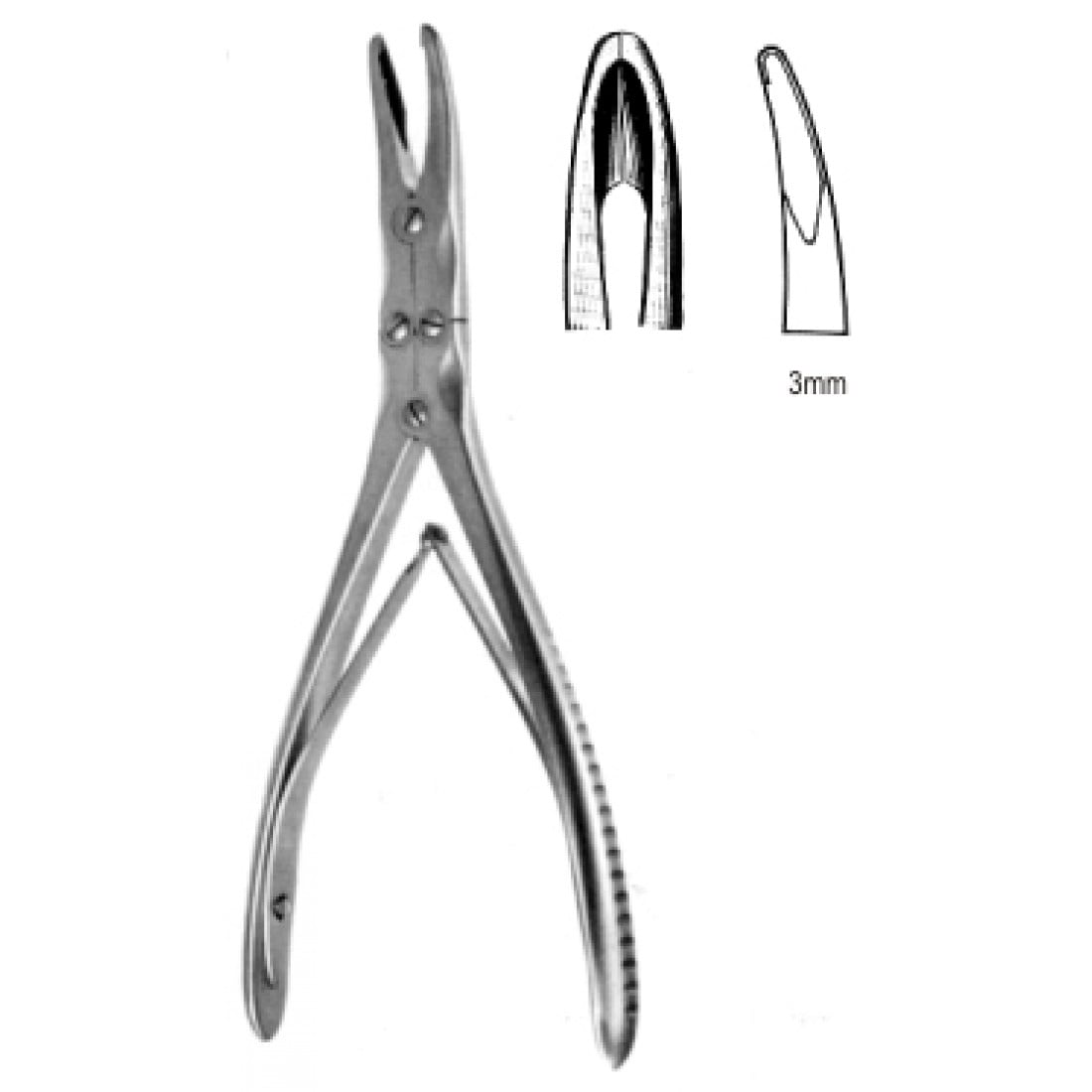 28.1264.15 Geiger Rongeur Double Ended slightly cvd 3mm jaw 15cm