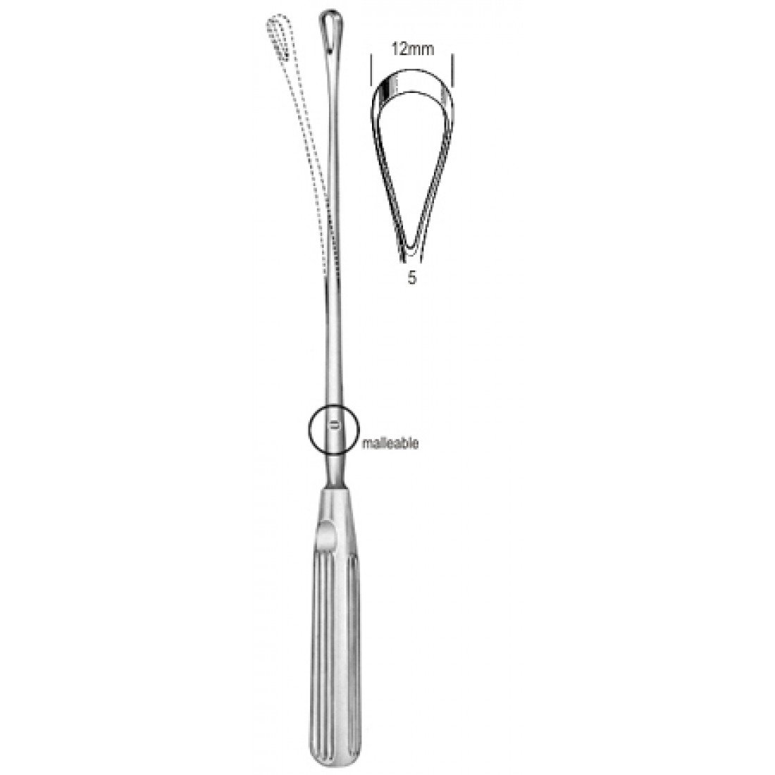60.0846.12 Sims Rahim Küreti Bükülebilir Künt 12mm 31cm Fig.5