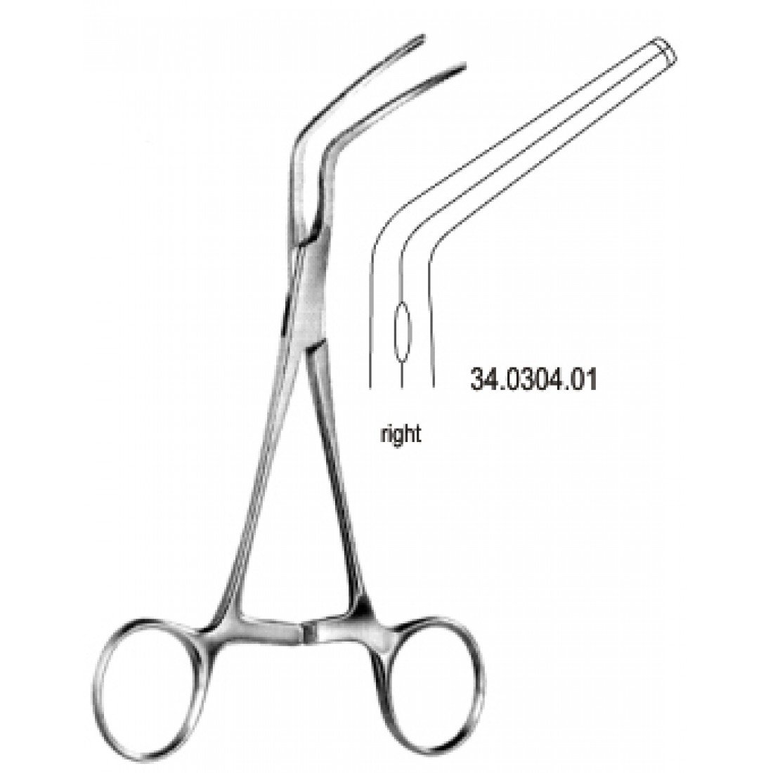34.0304.01 Subramanian Aort Çocuk Klempi Sağ 15.5cm