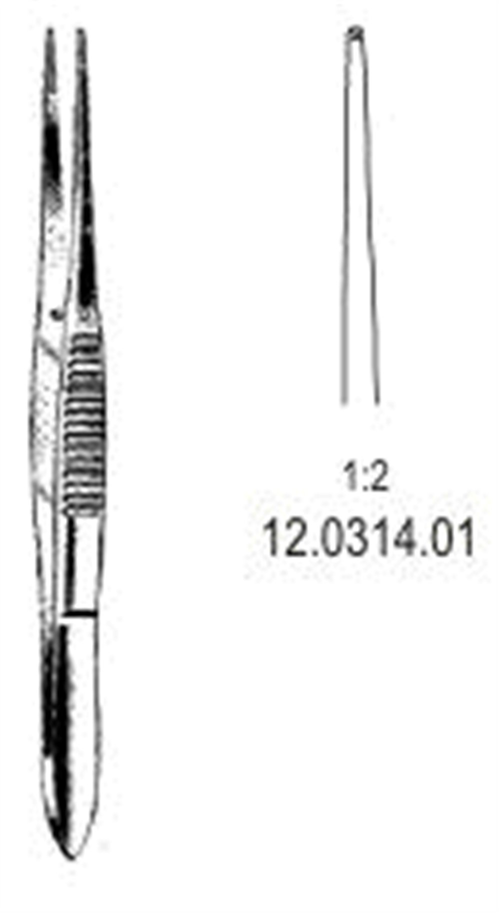 12.0314.01 İnce Doku Forsepsi 1x2T Düz 10.5cm
