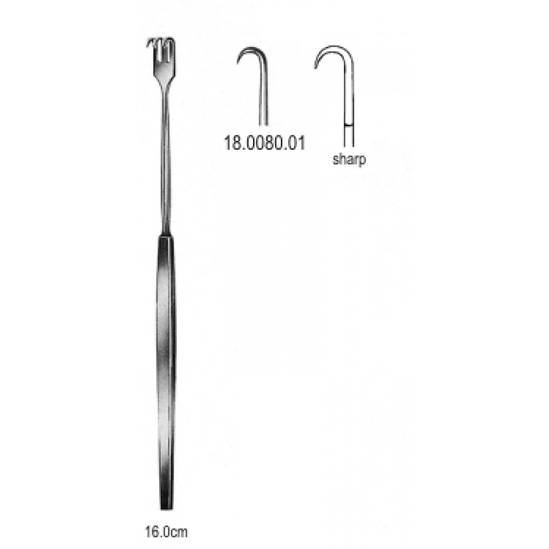 18.0080.01 Kanca Ekartör Keskin 1pr. 16cm