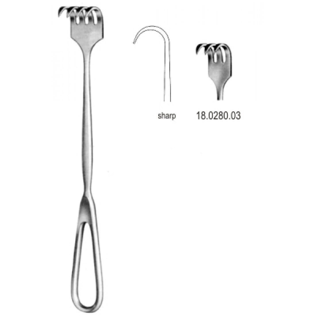 18.0280.03 Volkmann Ekartör 3 Dişli  Keskin 22cm