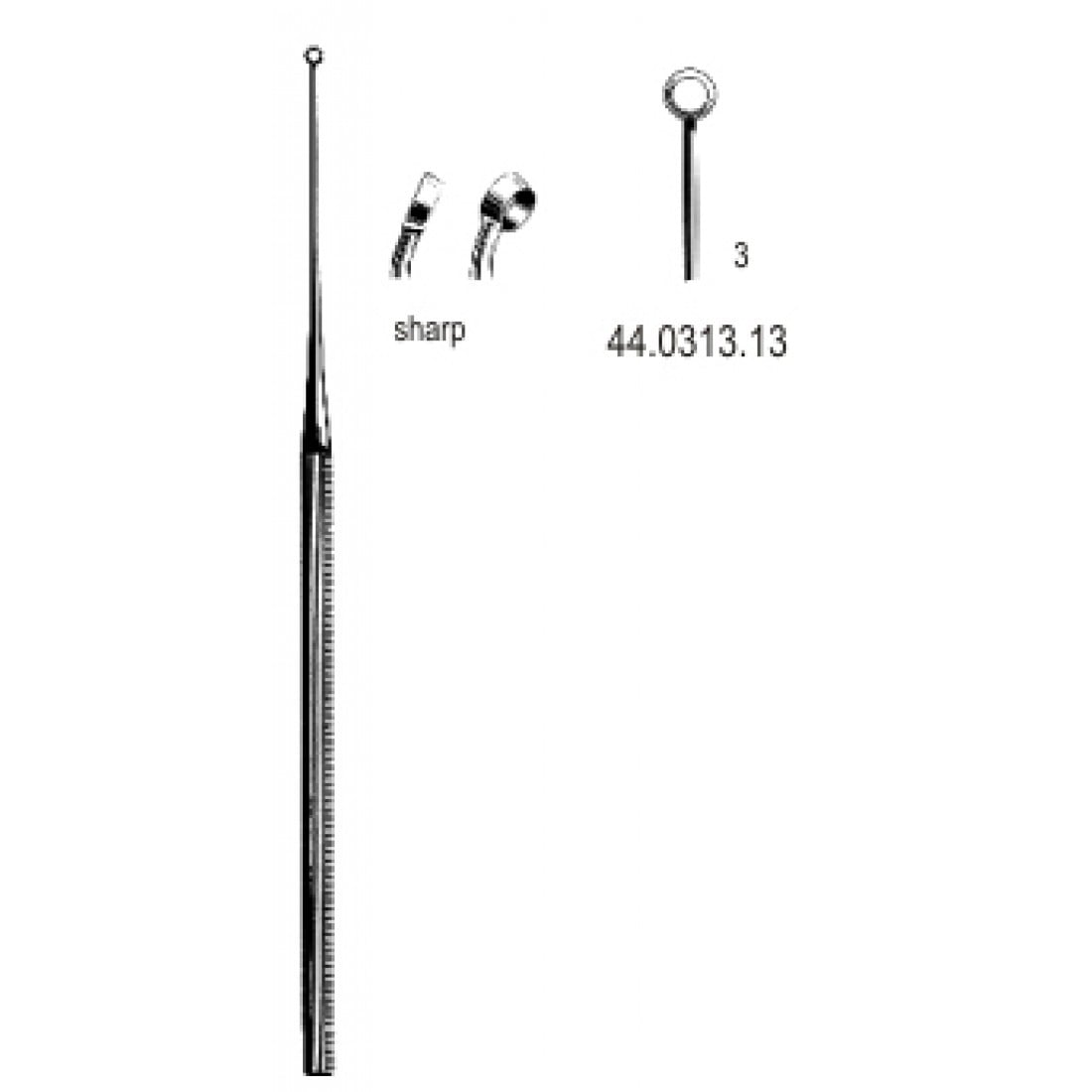 44.0313.13 Buck Kulak Küreti Eğri Keskin, 3, 16.5cm
