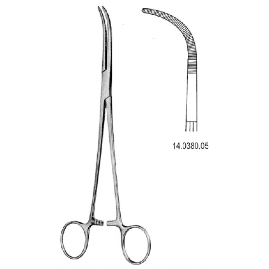 14.0380.05 Rumel Thorax Forseps Eğri 23cm