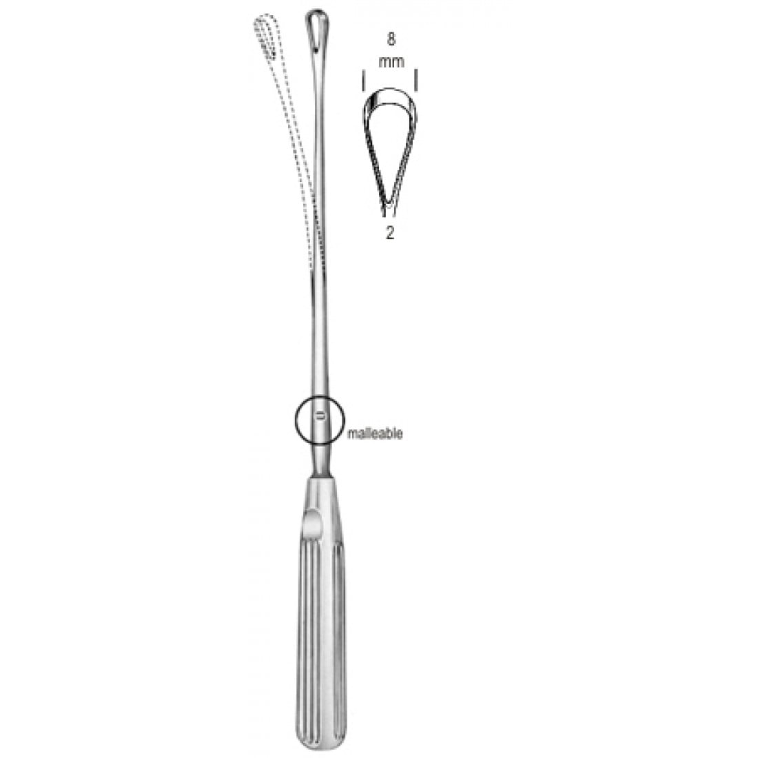 60.0846.08 Sims Rahim Küreti Bükülebilir Künt 8mm 31cm Fig.2