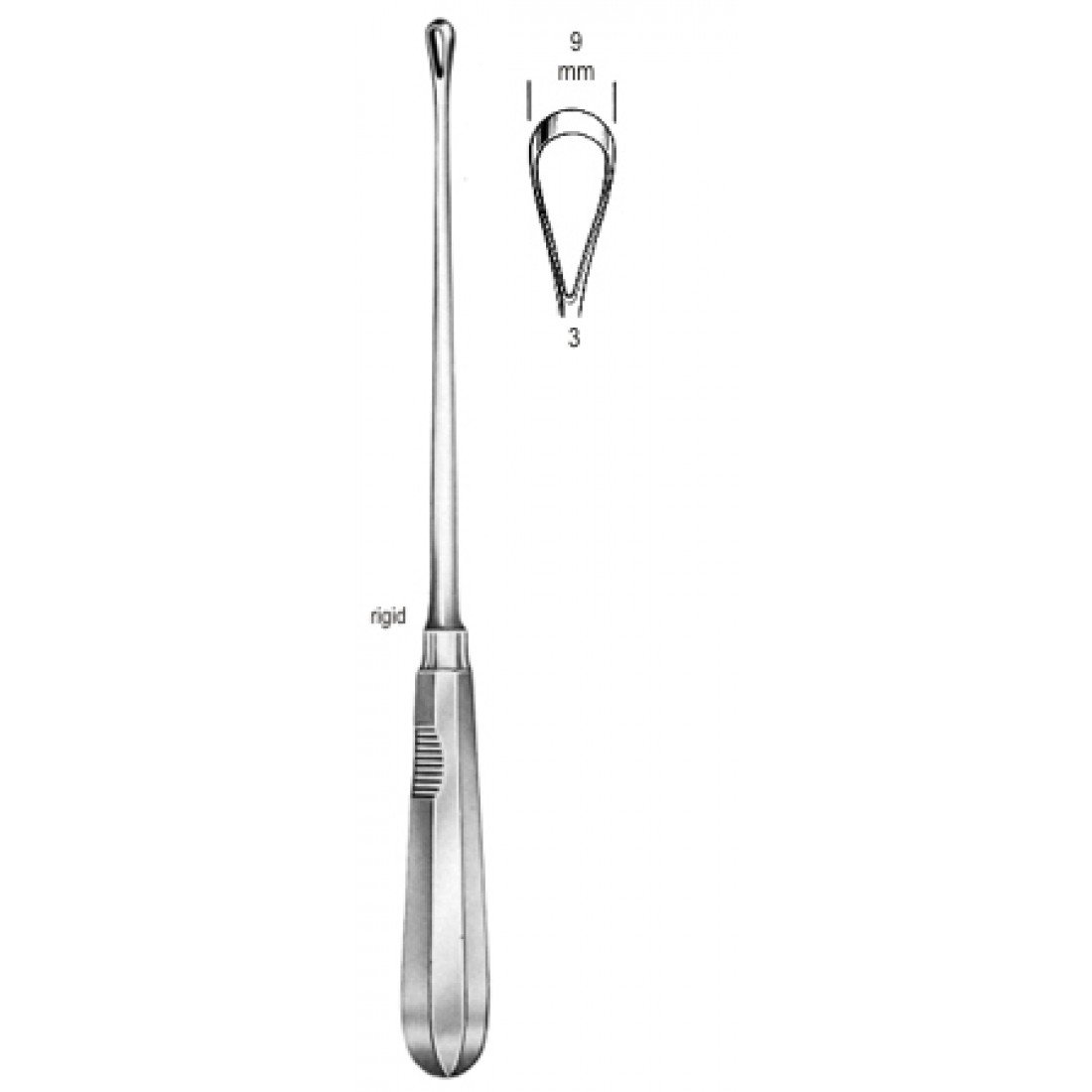 60.0852.09 Recamier Küret Sert Künt 9mm, 31cm Fig.3