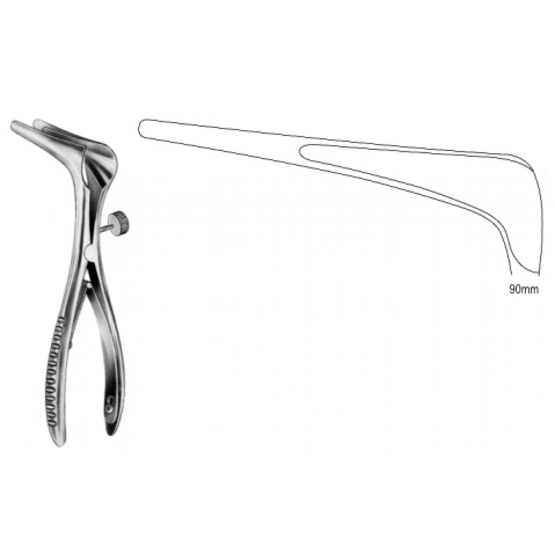 46.0072.90 Cottle Burun Spekulumu Yan Vidalı 90mm 14cm