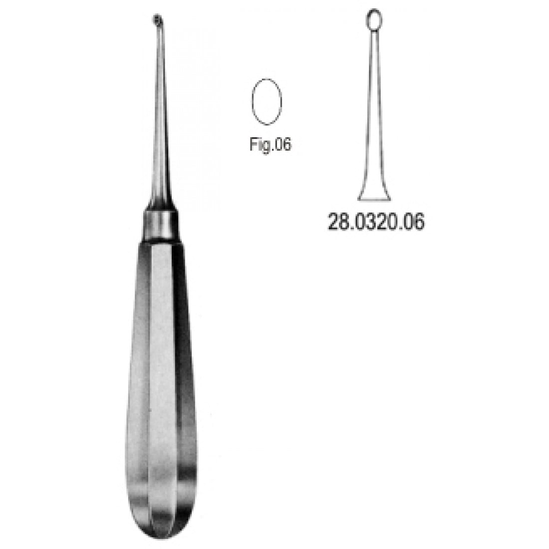 28.0320.06 USA Model Kemik Küreti Düz 16cm Fig.6