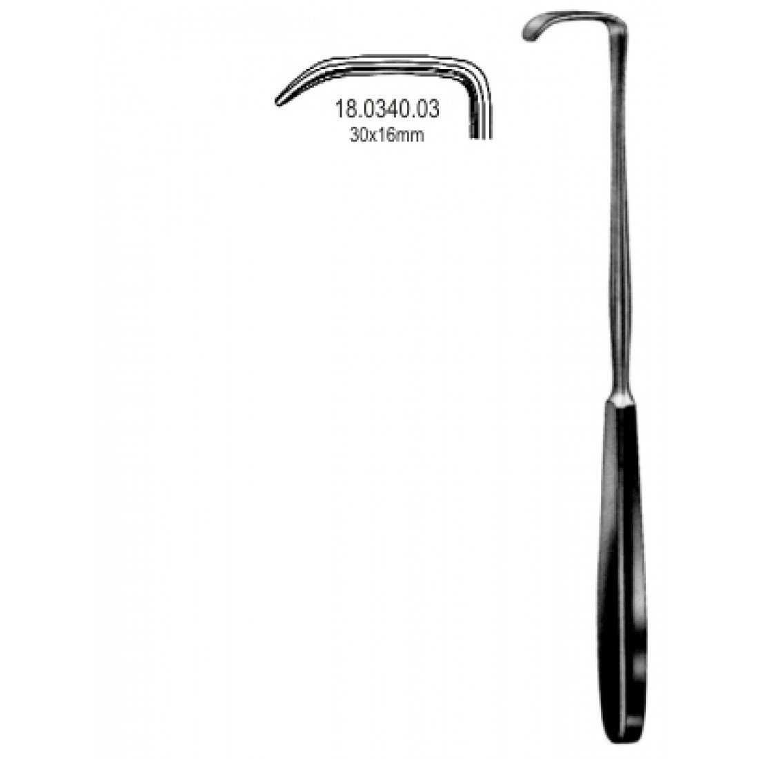 18.0340.03 Langenbeck Ekartör 30x16mm, 22cm