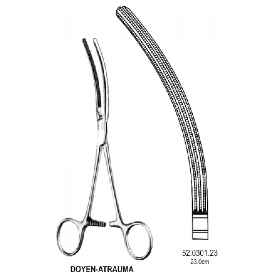 52.0301.23 Doyen Bağırsak Forsepsi Atravmatik Eğri 23cm