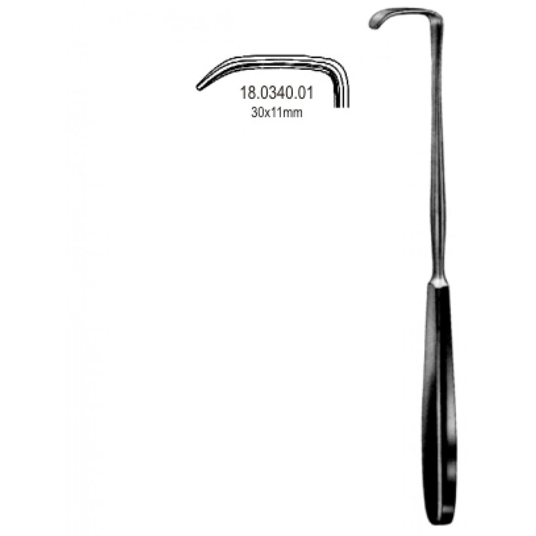 18.0340.01 Langenbeck Ekartör 30x11mm, 22cm