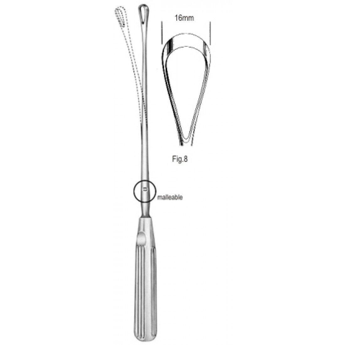 60.0846.16 Sims Rahim Küreti Bükülebilir Künt 16mm 31cm Fig.8