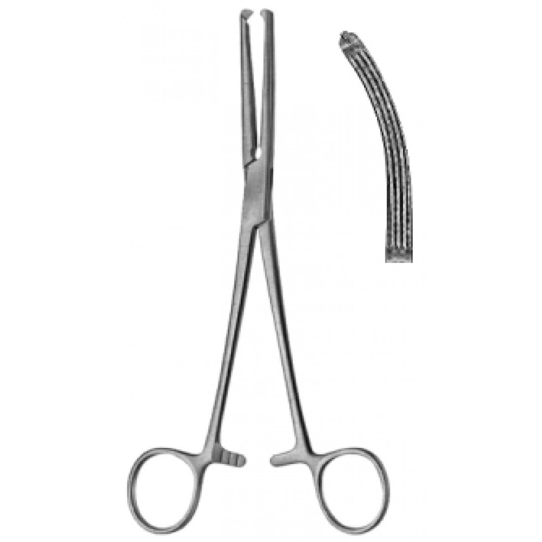 60.0679.20 Gwilliams Histerektomi Forsepsi Eğri 1x2 Dişli, 20cm