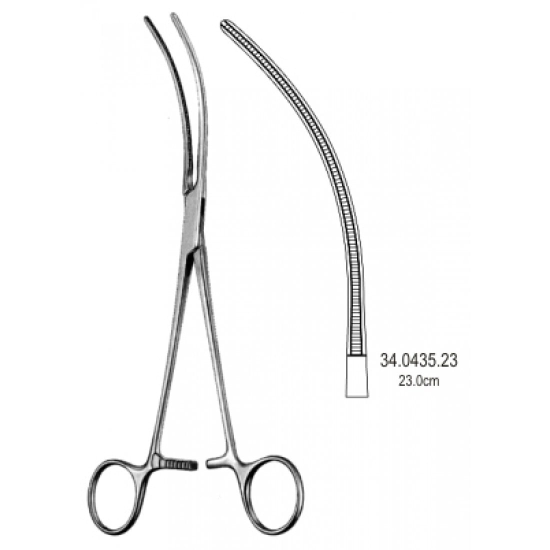 34.0435.23 Potts Atravmatik  Damar Forsepsi Eğri 23cm