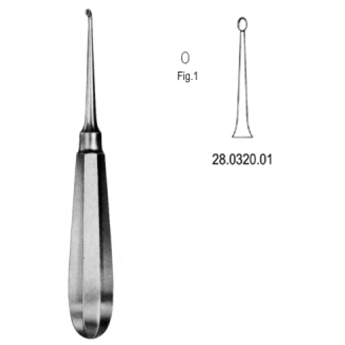 28.0320.01 USA Model Kemik Küreti Düz 16cm Fig.1