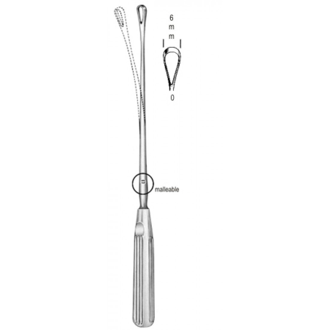 60.0846.06 Sims Rahim Küreti Bükülebilir Künt 6mm 31cm Fig.0