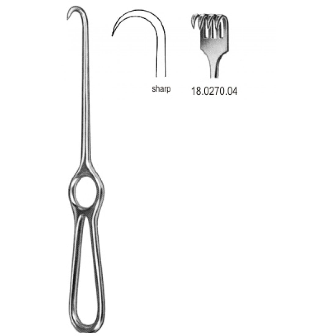 18.0270.04 Kocher Ekartör 4 Dişli Keskin 22cm