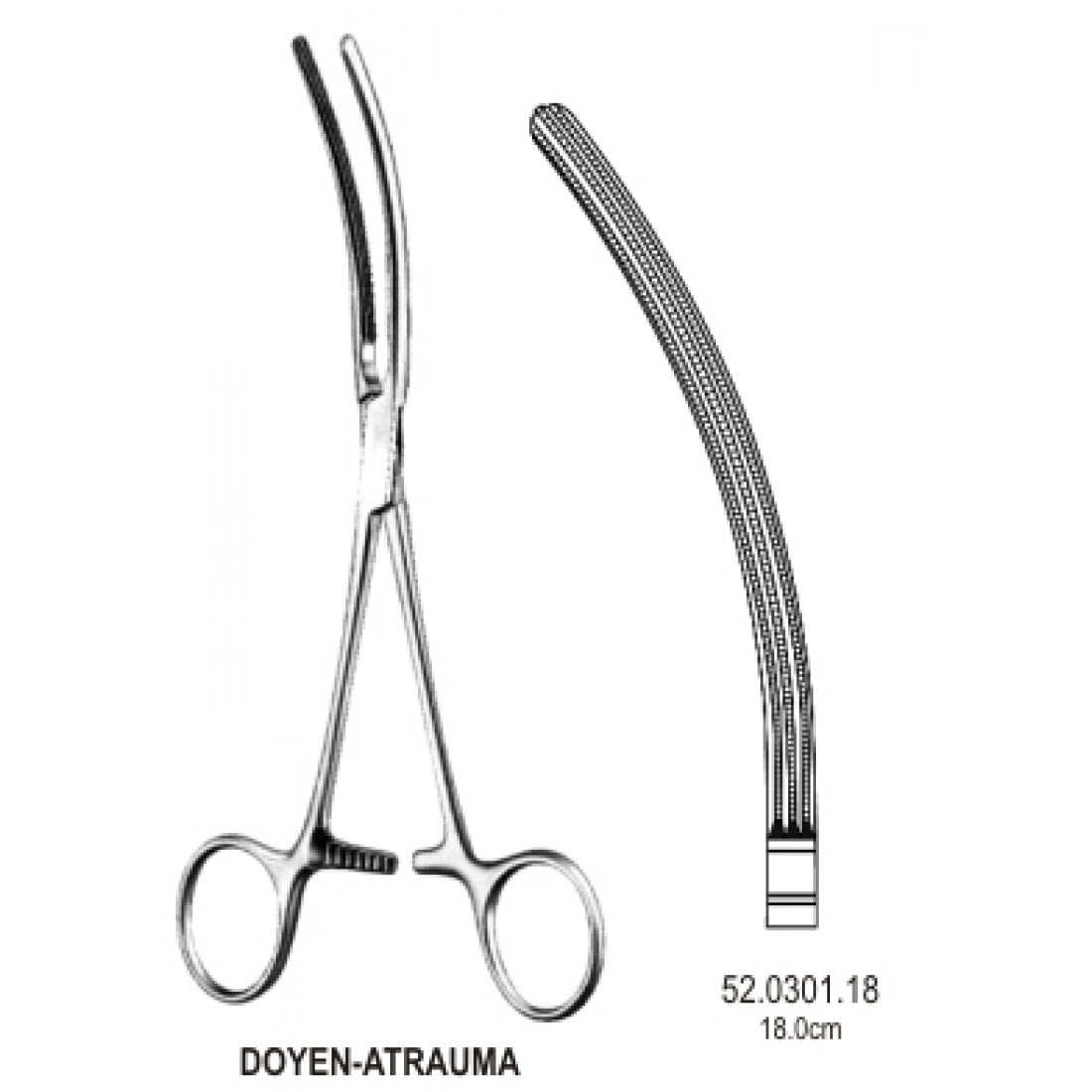 52.0301.18 Doyen Bağırsak Forsepsi Atravmatik Eğri 18cm