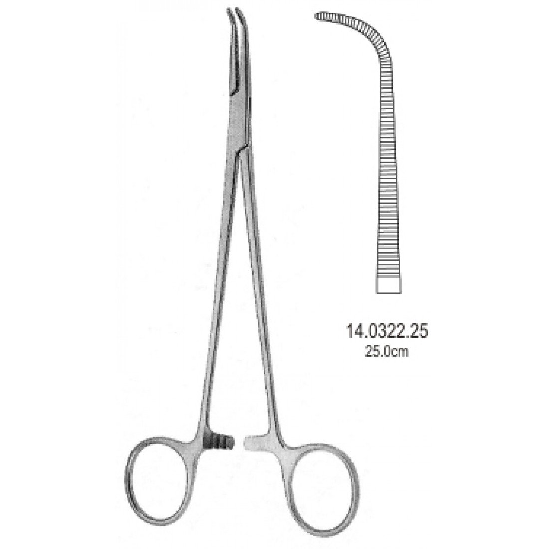 14.0322.25 Gemini Hemostatik Forseps Eğri 25cm