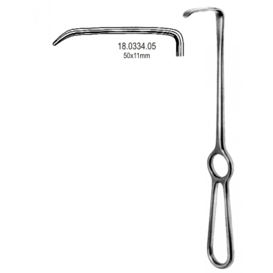 18.0334.05 Langenbeck Ekartör 50x11mm, 21cm