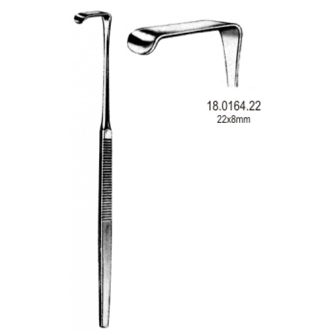 18.0164.22 Mini Langenbeck Ekartör 22x8mm, 16cm