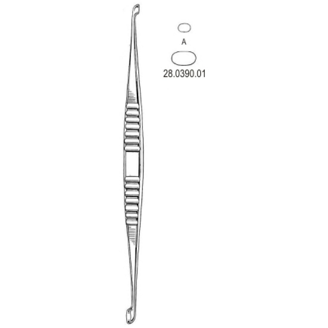 28.0390.01 Volkmann Kemik Küreti Çift Taraflı Fig.A, 21.5cm