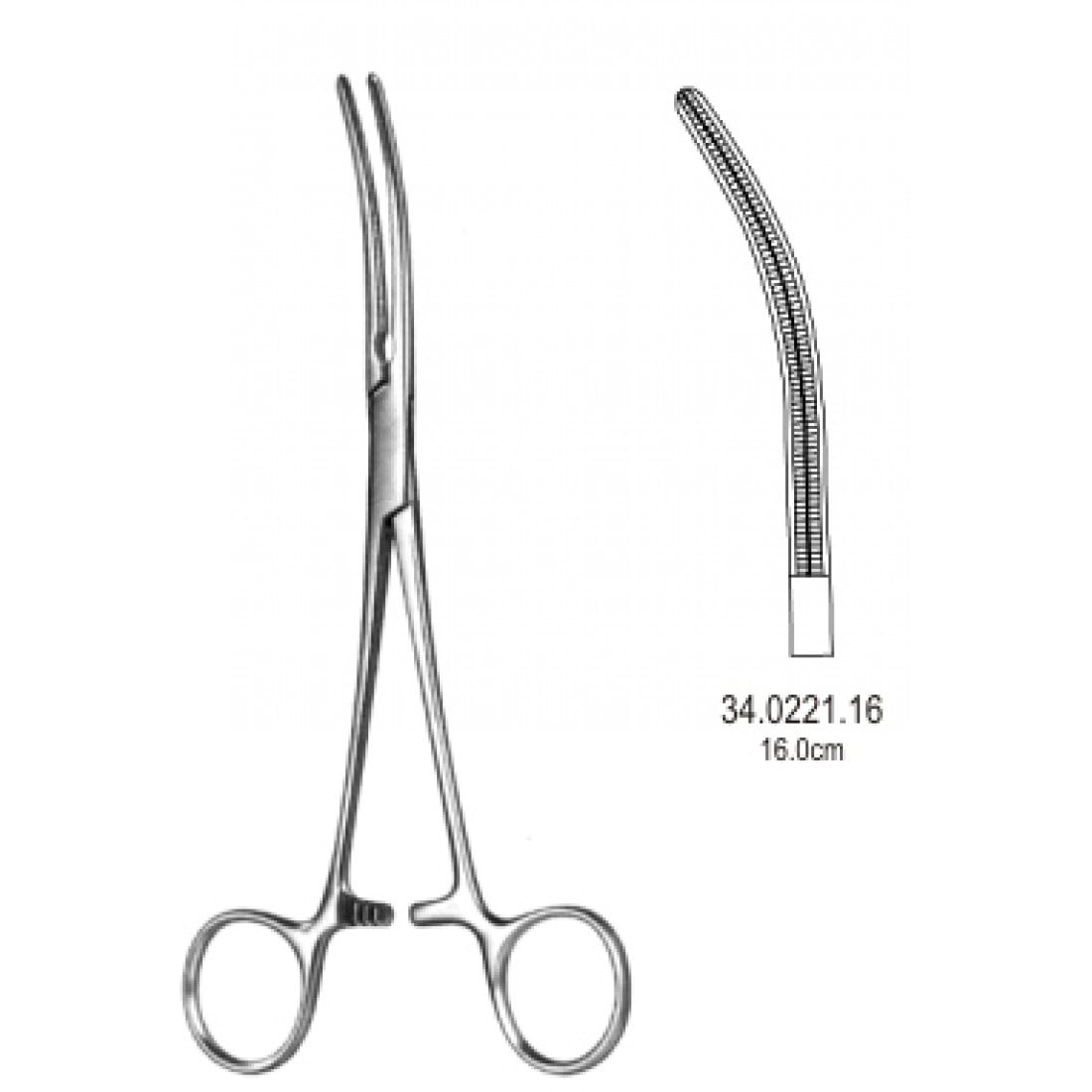34.0221.16 DeBakey Pean Arter Forseps Eğri 16.5cm
