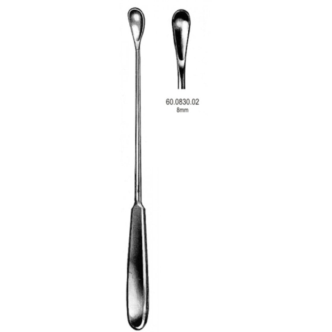 60.0830.02 Gourdet Rahim Kepçesi Künt 8mm, 28cm