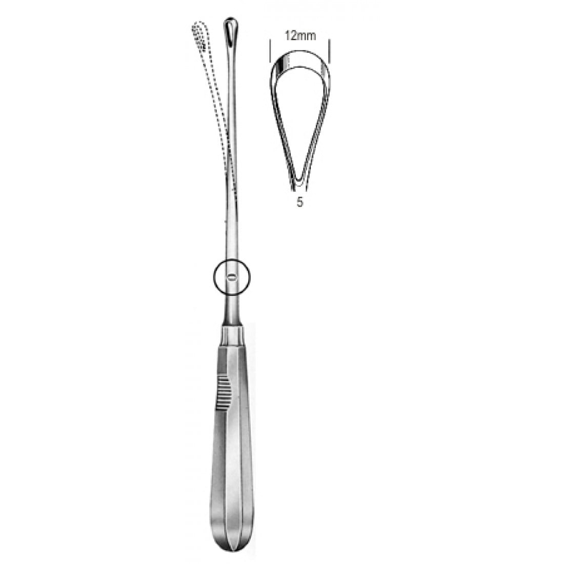 60.0854.12 Recamier Küret Esnek Keskin 12mm, 31cm Fig.5