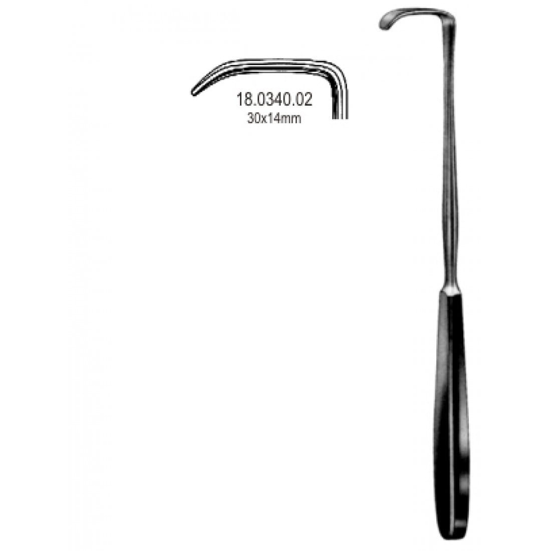 18.0340.02 Langenbeck Ekartör 30x14mm, 22cm