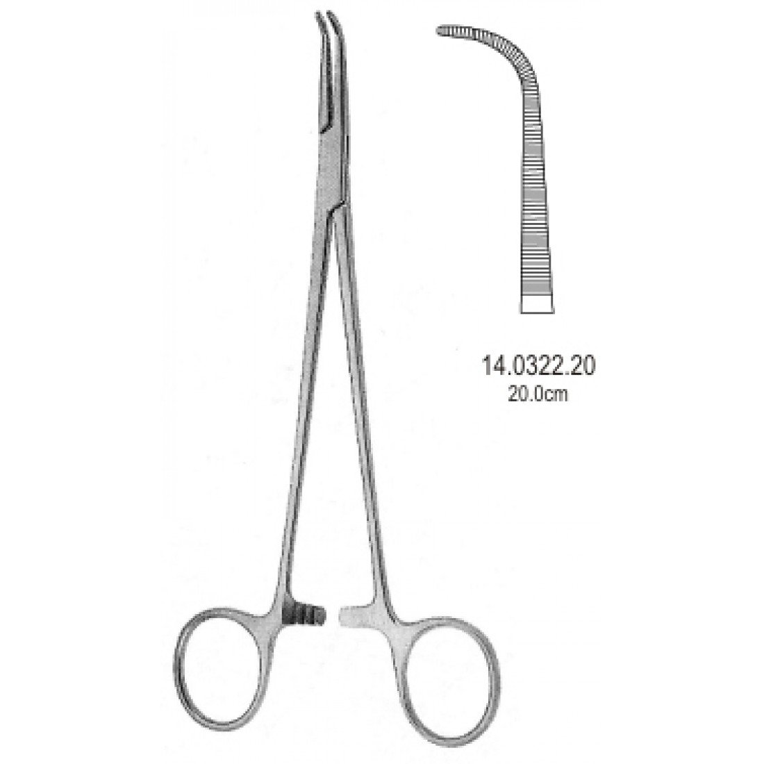 14.0322.20 Gemini Hemostatik Forseps Eğri 20cm