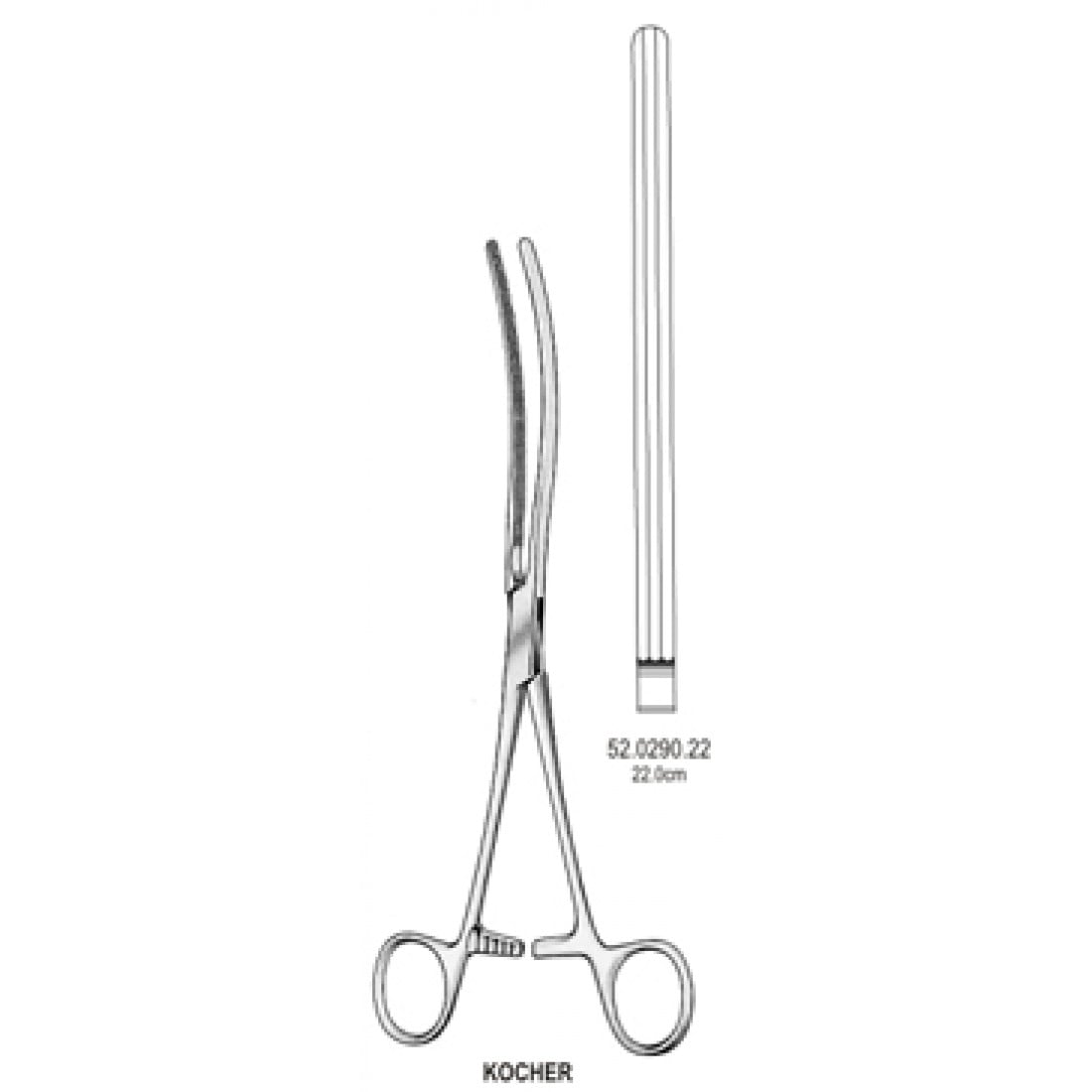 52.0290.22 Kocher Bağırsak Forsepsi Düz 22cm