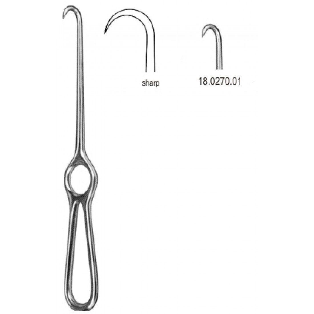 18.0270.01 Kocher Ekartör 1 Dişli Keskin 22cm
