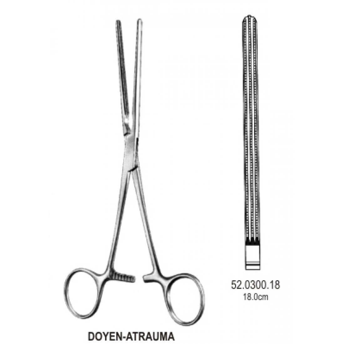 52.0300.18 Doyen Bağırsak Forsepsi Atravmatik Düz 18cm
