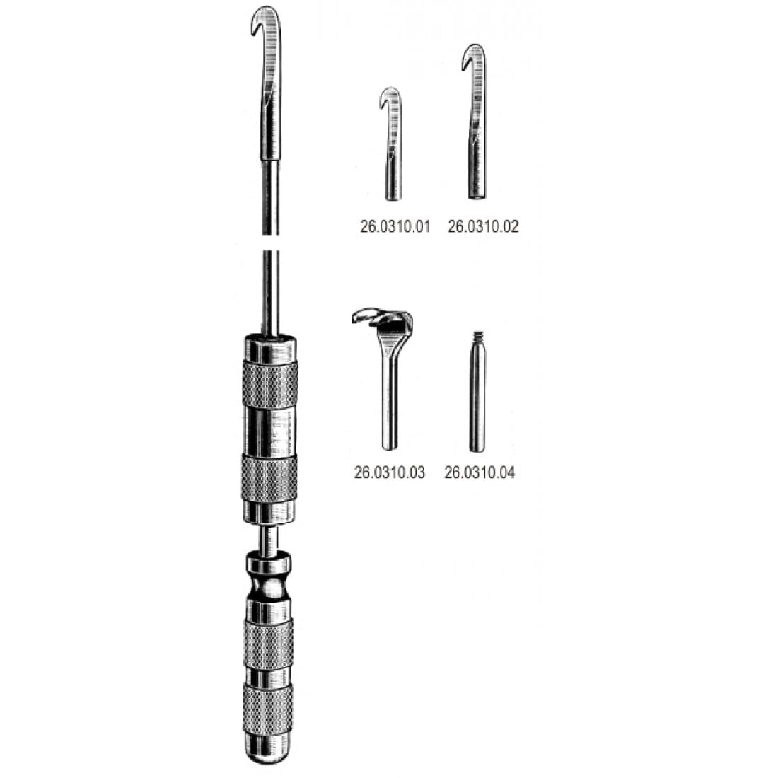 26.0310.00 Kuentscher Çivi Çıkarıcı 2 Kancalı 63cm