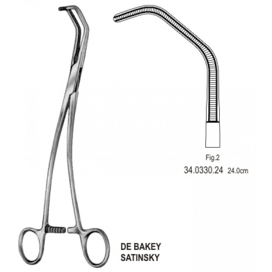 34.0330.24 DeBakey Satinsky Vena Kava Klemp 24cm Fig.2