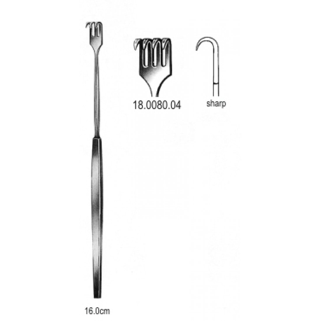 18.0080.04 Kanca Ekartör Keskin 4pr. 16cm