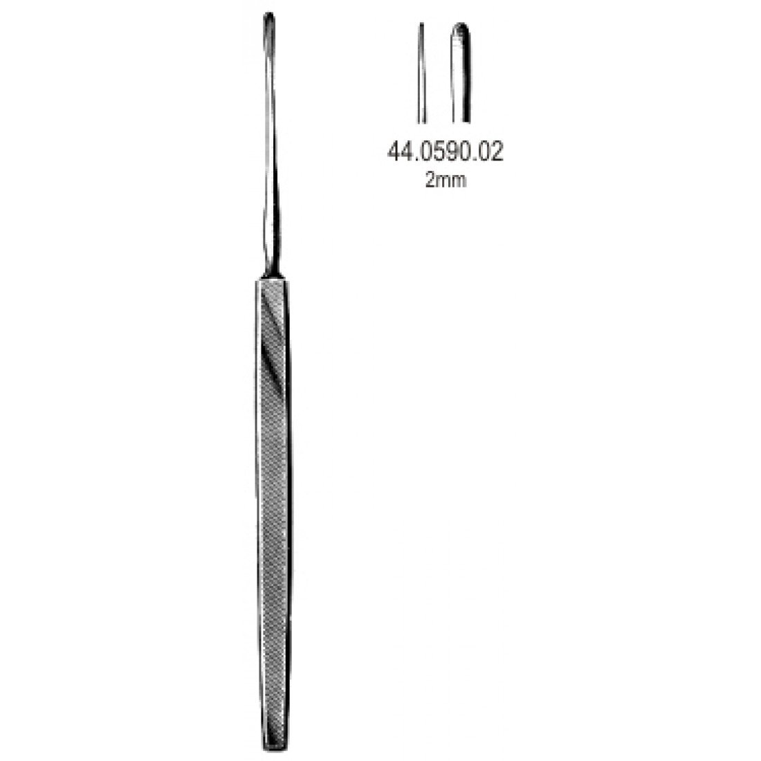 44.0590.02 Lempert Elevatör Düz 2mm, 19cm