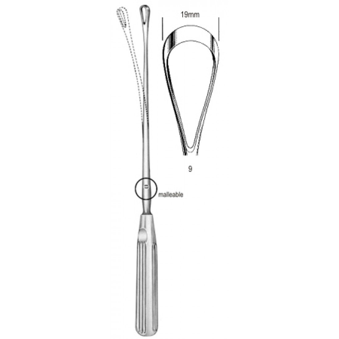 60.0846.19 Sims Rahim Küreti Bükülebilir Künt 19mm 31cm Fig.9