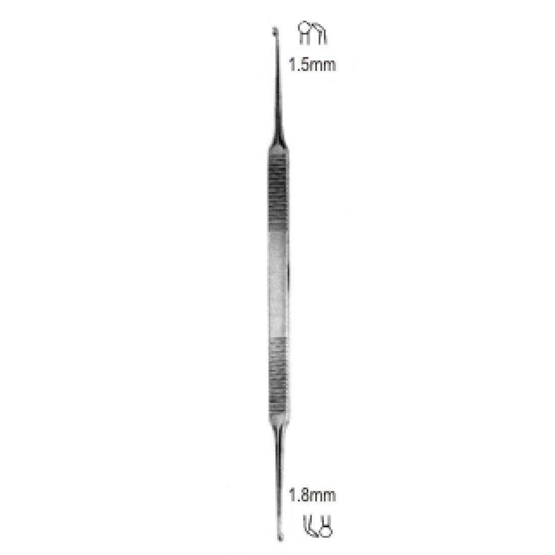 44.0560.04 House Küret Çift Taraflı 1.5/1.8mm ( Eğri) 15cm