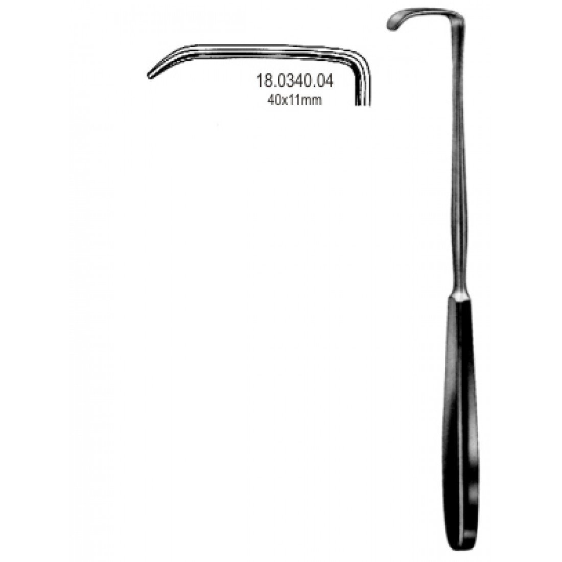 18.0340.04 Langenbeck Ekartör 40x11mm, 22cm