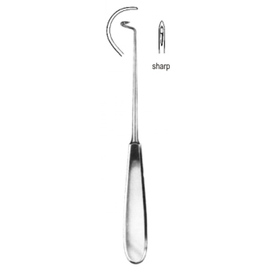 22.0360.20 Ligatür İğnesi  Keskin Sol 20cm