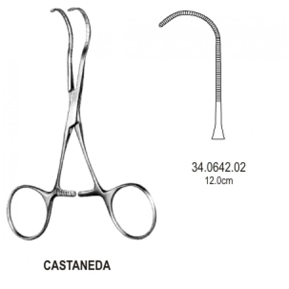 34.0642.02 Castaneda Yenidoğan Klemp Çok İnce Eğri 12cm