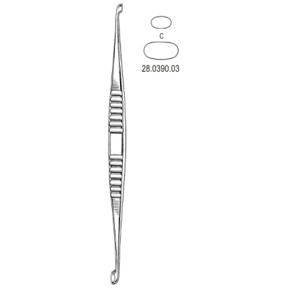 28.0390.03 Volkmann Kemik Küreti Çift Taraflı Fig.C, 21.5cm