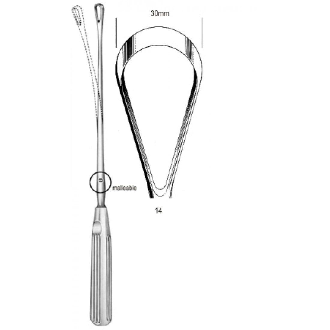 60.0846.30 Sims Rahim Küreti Bükülebilir Künt 30mm 31cm Fig.14