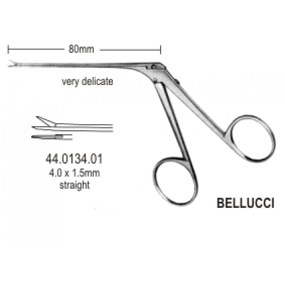 44.0134.01 Bellucci Mikro Mini Kulak Makası 4x0.8mm, 8cm