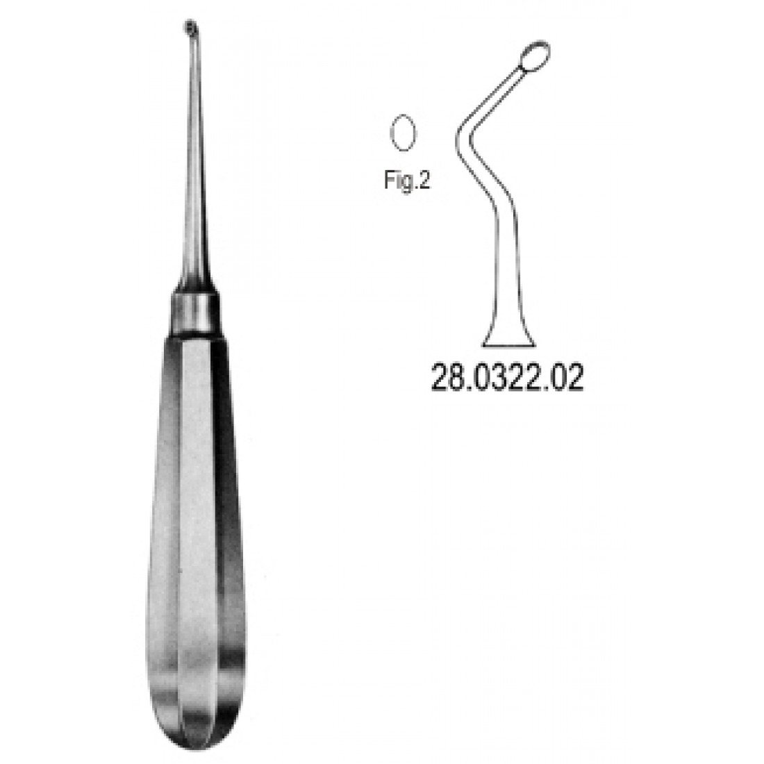 28.0322.02 USA Model Kemik Küreti Sol 16cm Fig.2