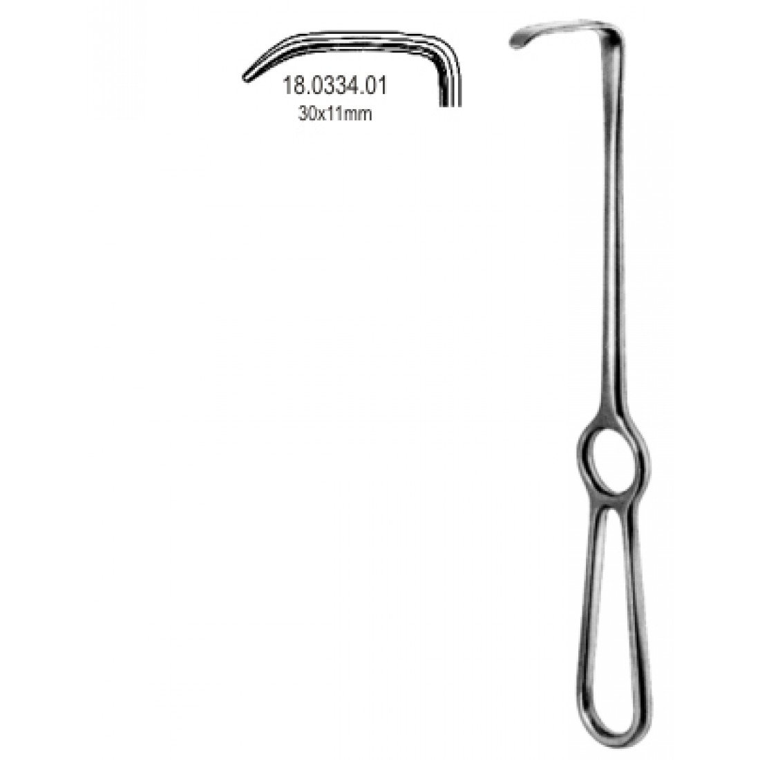 18.0334.01 Langenbeck Ekartör 30x11mm, 21cm