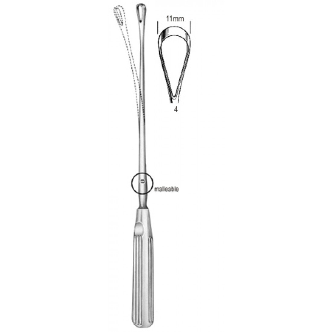 60.0846.11 Sims Rahim Küreti Bükülebilir Künt 11mm 31cm Fig.4