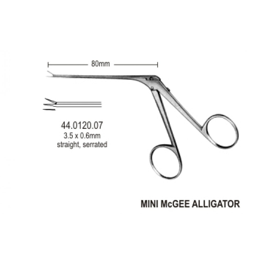 44.0120.07 Mini McGee Alligator Kulak Forsepsi Tırtıklı 8cm